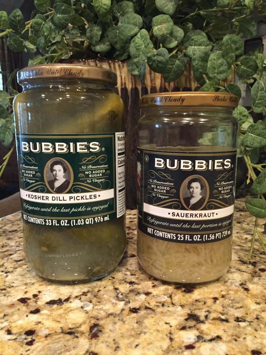 Bubbies Dill Pickles and Sauerkraut